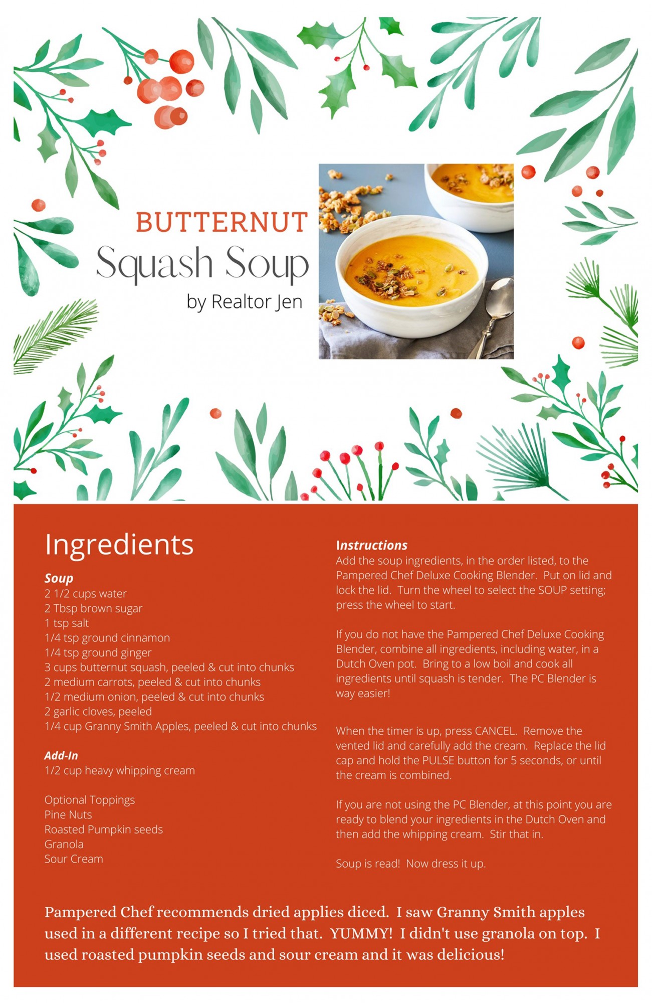 Butternut Squash Soup - Soup Savant Jen